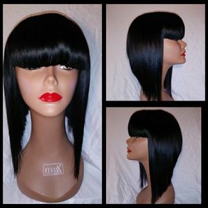 Razor cut bob 100% human hair jet black